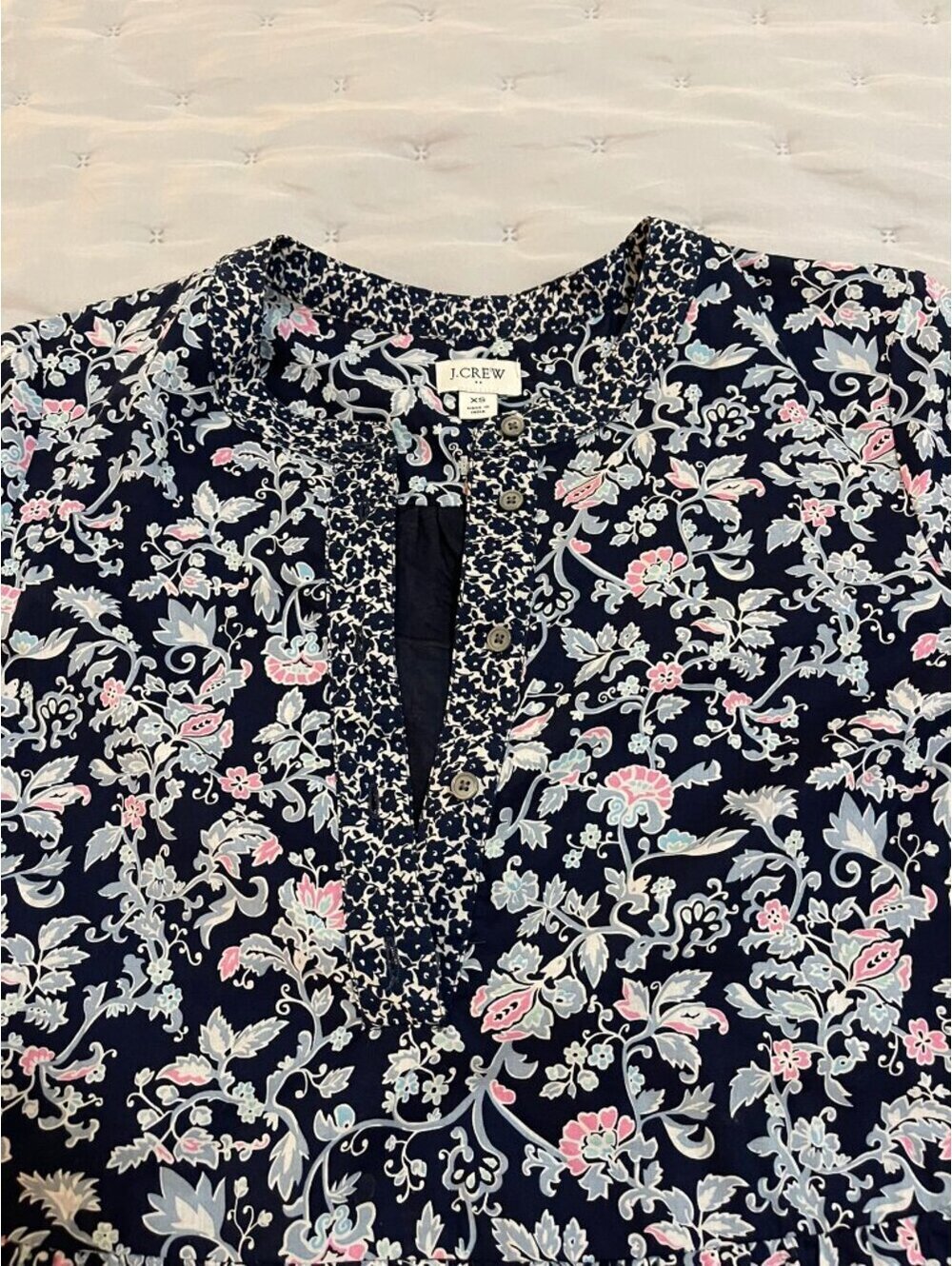 NWOT XS J Crew V-Neck Ruffle Mini Dress in Floral Fields Print Long Sleeve - Picture 6 of 9